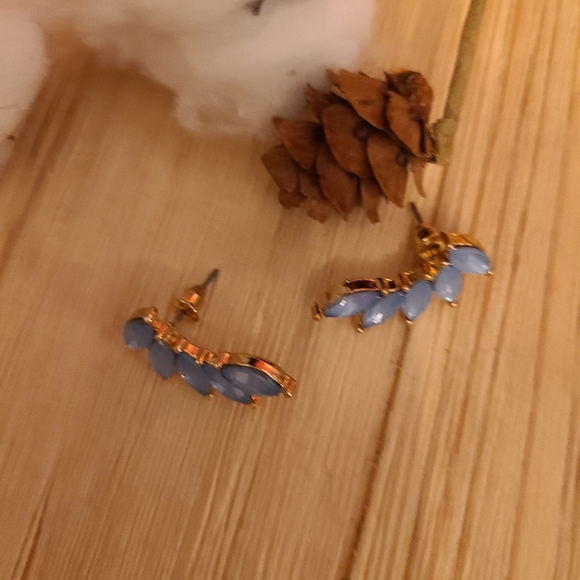 💙💙NEW💙💙BEAUTIFUL!! Light Blue Marquise Cut Earrings or Ear Climbers - Picture 8 of 10